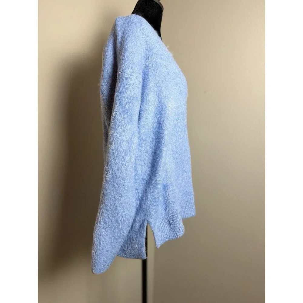 Show Me Your Mumu Cozy Forever Sweater Blue Fuzzy V-Neck XS